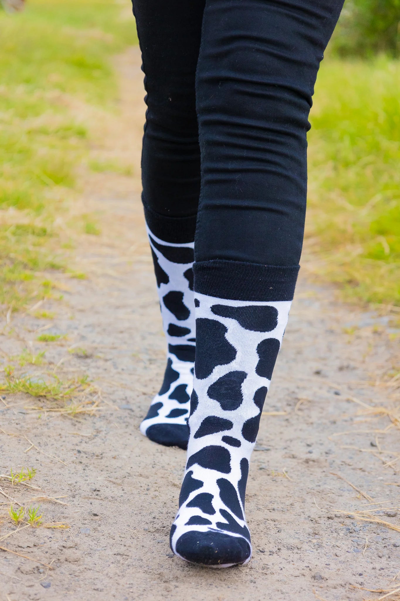 Cow Print Crew Socks