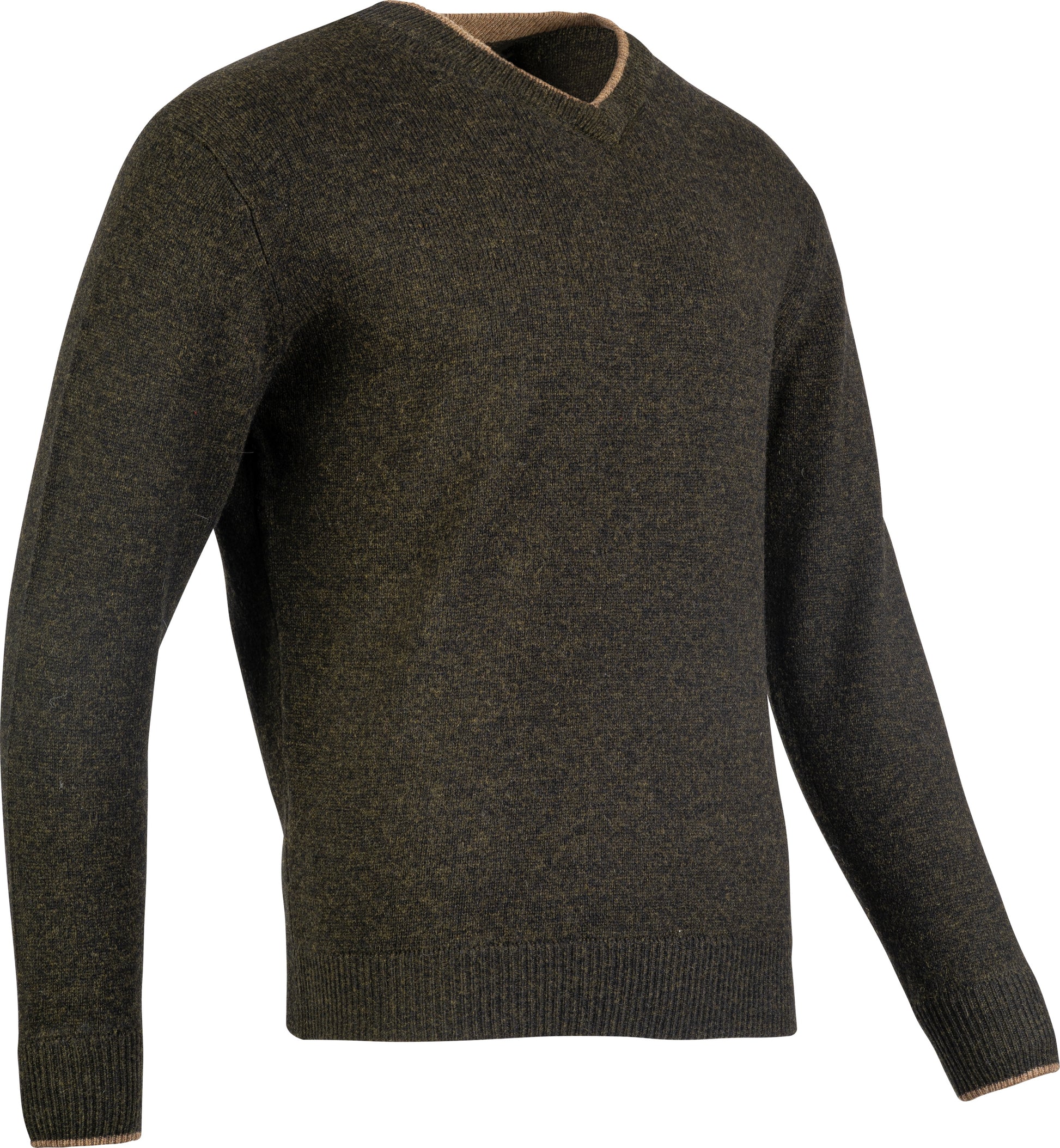 Ashcombe 100% Lambswool V-Neck - WOODLAND STORM