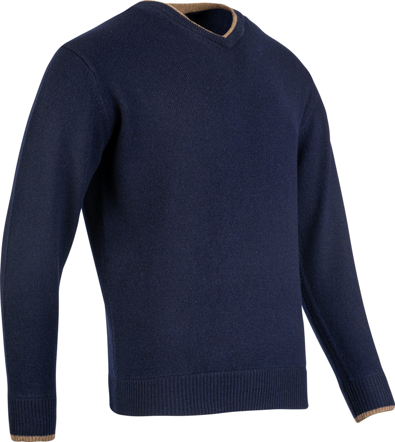 Ashcombe 100% Lambswool V-Neck - WOODLAND STORM